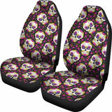 Set Of 2 Candy Sugar Skull Car Seat Covers 101207 - YourCarButBetter