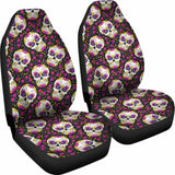 Set Of 2 Candy Sugar Skull Car Seat Covers 101207 - YourCarButBetter