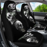 Set Of 2 Car Seat Cover - Burning Skulls 101207 - YourCarButBetter