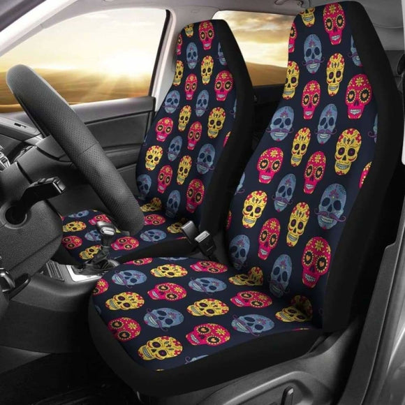 Set Of 2 Car Seat - Sugar Skull Car Seat 101207 - YourCarButBetter