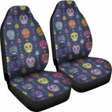 Set Of 2 Colorful Sugar Skull Car Seat Covers 101207 - YourCarButBetter