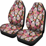 Set Of 2 Colorful Sugar Skull Car Seat Covers 101207 - YourCarButBetter