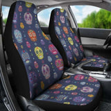 Set Of 2 Colorful Sugar Skull Car Seat Covers 101207 - YourCarButBetter