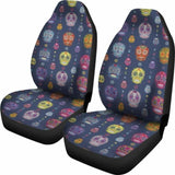 Set Of 2 Colorful Sugar Skull Car Seat Covers 101207 - YourCarButBetter