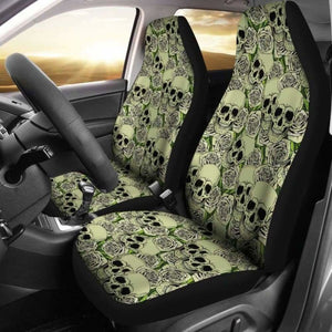 Set Of 2 - Day Of The Dead - Gothic Skulls Car Seat Cover 172727 - YourCarButBetter