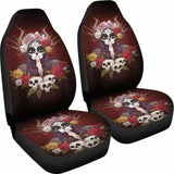 Set Of 2 Day Of The Dead Sugar Skull Car Seat Covers 101207 - YourCarButBetter