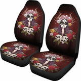 Set Of 2 Day Of The Dead Sugar Skull Car Seat Covers 101207 - YourCarButBetter