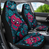 Set Of 2 Day Of The Dead Sugar Skull Car Seat Covers 101207 - YourCarButBetter