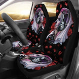 Set Of 2 Day Of The Dead Sugar Skull Car Seat Covers 101207 - YourCarButBetter
