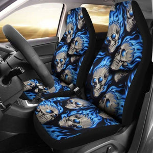 Set Of 2 Fire Skulls Car Seat Covers 101207 - YourCarButBetter