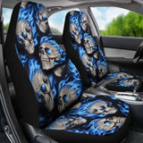 Set Of 2 Fire Skulls Car Seat Covers 101207 - YourCarButBetter