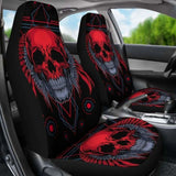 Set Of 2 Flaming Fire Red Skull Car Seat Covers 101207 - YourCarButBetter