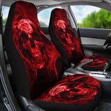 Set Of 2 Flaming Fire Red Skull Car Seat Covers 110728 - YourCarButBetter