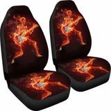Set Of 2 Flaming Fire Skull Car Seat Covers 110728 - YourCarButBetter