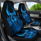 Set Of 2 Flaming Fire Skull Car Seat Covers 110728 - YourCarButBetter