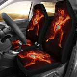 Set Of 2 Flaming Fire Skull Car Seat Covers 110728 - YourCarButBetter