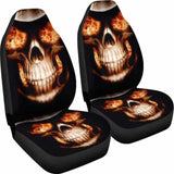 Set Of 2 Flaming Fire Skull Car Seat Covers 110728 - YourCarButBetter