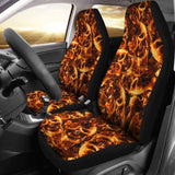 Set Of 2 Flaming Skull Car Seat Covers 110728 - YourCarButBetter