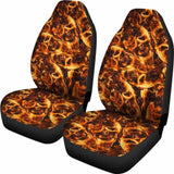 Set Of 2 Flaming Skull Car Seat Covers 110728 - YourCarButBetter