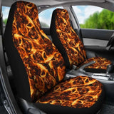 Set Of 2 Flaming Skull Car Seat Covers 110728 - YourCarButBetter