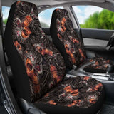 Set Of 2 Flaming Skulls Car Seat Covers 101207 - YourCarButBetter