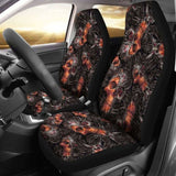 Set Of 2 Flaming Skulls Car Seat Covers 101207 - YourCarButBetter