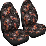 Set Of 2 Flaming Skulls Car Seat Covers 101207 - YourCarButBetter