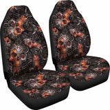Set Of 2 Flaming Skulls Car Seat Covers 110728 - YourCarButBetter