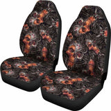 Set Of 2 Flaming Skulls Car Seat Covers 110728 - YourCarButBetter