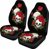 Set Of 2 Floral Skull Car Seat Cover 101207 - YourCarButBetter