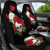 Set Of 2 Floral Skull Car Seat Cover 101207 - YourCarButBetter