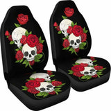 Set Of 2 Floral Skull Car Seat Cover 101207 - YourCarButBetter