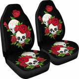 Set Of 2 Floral Skull Car Seat Cover 153908 - YourCarButBetter