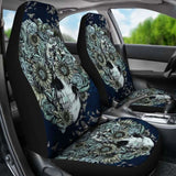 Set Of 2 Floral Sugar Skull Car Seat Covers 101207 - YourCarButBetter