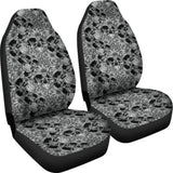 Set Of 2 Floral Sugar Skull Seat Covers - Day Of The Dead 101207 - YourCarButBetter