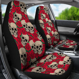 Set Of 2 Floral Sugar Skull Seat Covers Day Of The Dead 101819 - YourCarButBetter