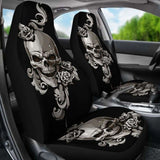 Set Of 2 Floral Sugar Skulls Car Seat Covers 101207 - YourCarButBetter