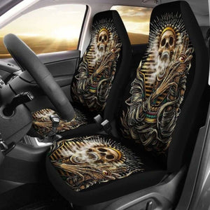 Set Of 2 Gothic Skull Car Seat Covers 101207 - YourCarButBetter