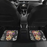 Set Of 2 Halloween Sugar Skull Car Mats 101207 - YourCarButBetter