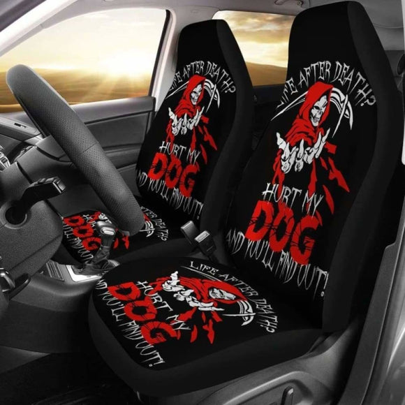 Set Of 2 - Life After Dead - Skull Grim Reaper Car Seat Covers 112608 - YourCarButBetter