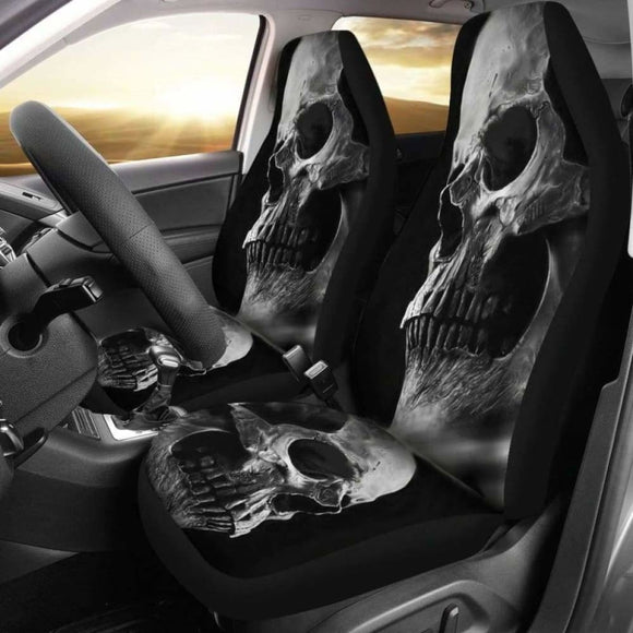 Set Of 2 Pcs Awesome Skull Car Seat Covers 101207 - YourCarButBetter