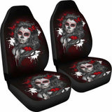 Set Of 2 Pcs Beautiful Sugar Skull Girl Car Seat Cover 101207 - YourCarButBetter