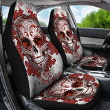 Set Of 2 Pcs - Day Of The Dead - Sugar Skulls Car Seat Covers 101207 - YourCarButBetter