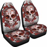 Set Of 2 Pcs - Day Of The Dead - Sugar Skulls Car Seat Covers 101207 - YourCarButBetter