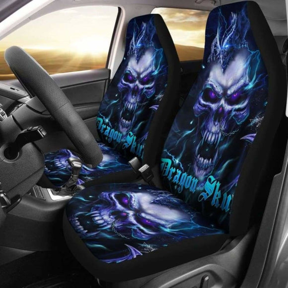 Set Of 2 Pcs Dragon Skull Seat Covers 101207 - YourCarButBetter