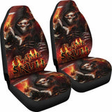 Set Of 2 Pcs Flaming Skull Car Seat Covers 101207 - YourCarButBetter