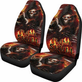 Set Of 2 Pcs Flaming Skull Car Seat Covers 110728 - YourCarButBetter