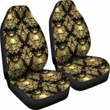 Set Of 2 Pcs Rose Skull Car Seat Covers 101207 - YourCarButBetter