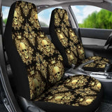 Set Of 2 Pcs Rose Skull Car Seat Covers 101207 - YourCarButBetter