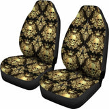 Set Of 2 Pcs Rose Skull Car Seat Covers 101207 - YourCarButBetter